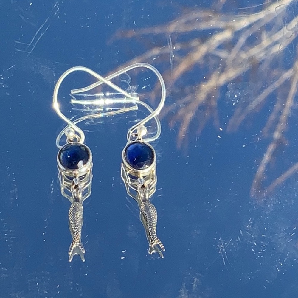 BOUTIQUE SAPPHIRE MERMAID 925 SILVER EARRINGS